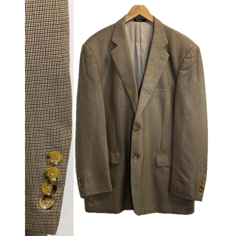 Stafford Men's 44L Silk/Wool Blend Sports Coat Tan Brown‎ Blazer Jacket